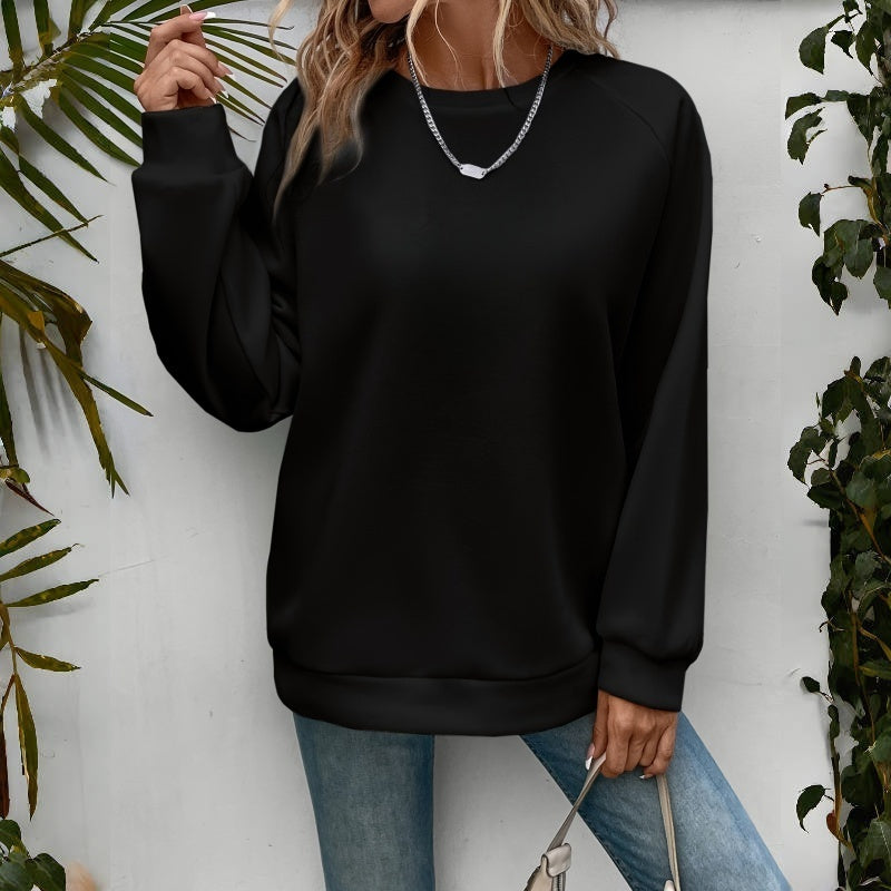 Sunday Oversized Crewneck Sweatshirt in Black – women's loose crewneck pullover sweatshirt