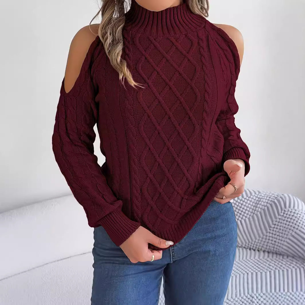 Aria Off-Shoulder Diamond-Knit Sweater