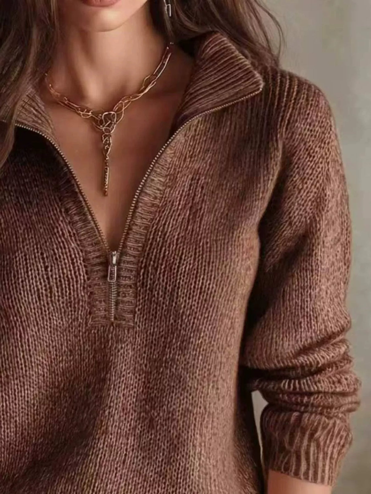 Willow Half-Zip Drop Shoulder Sweater – women's relaxed half-zip pullover sweater, view 7