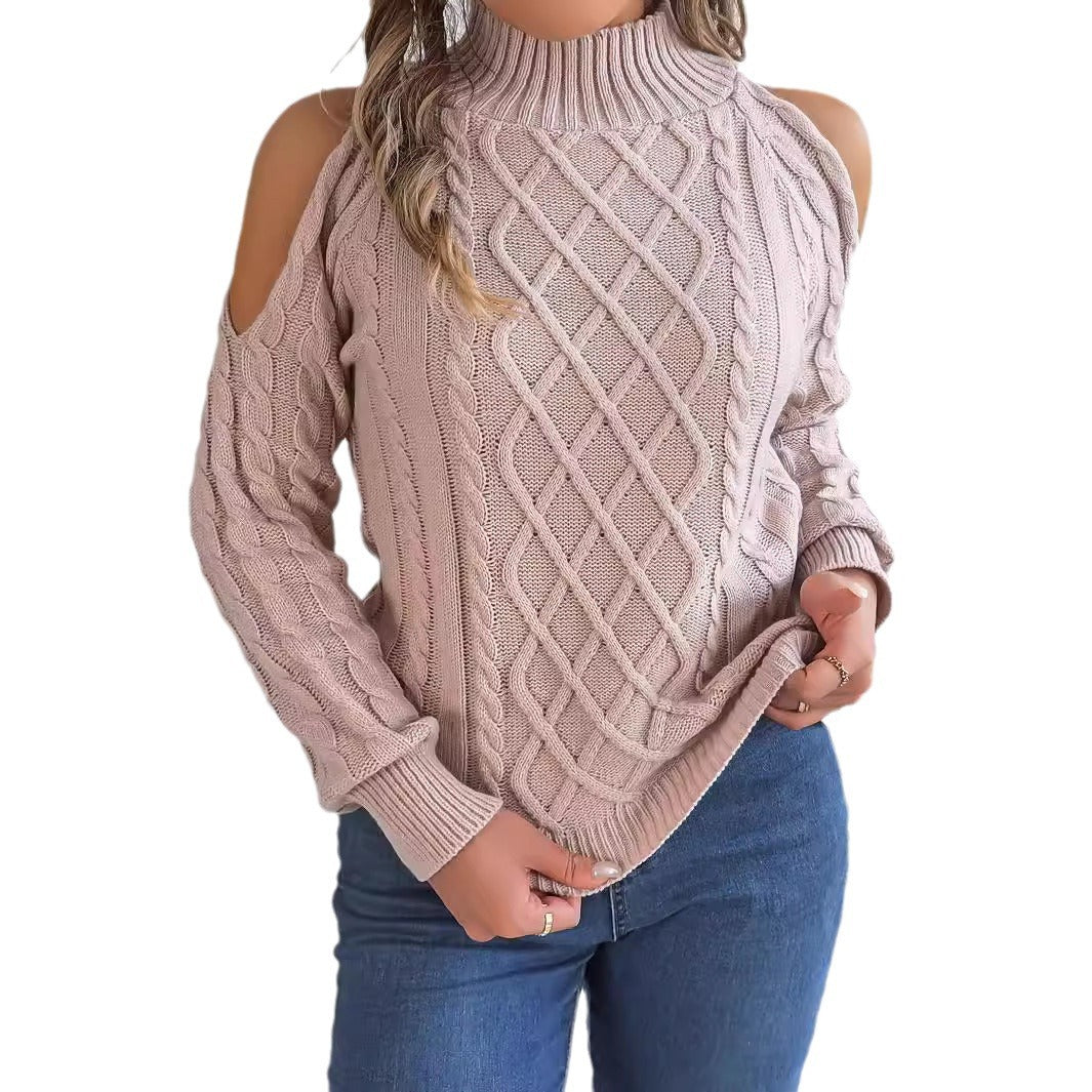 Aria Off-Shoulder Diamond-Knit Sweater
