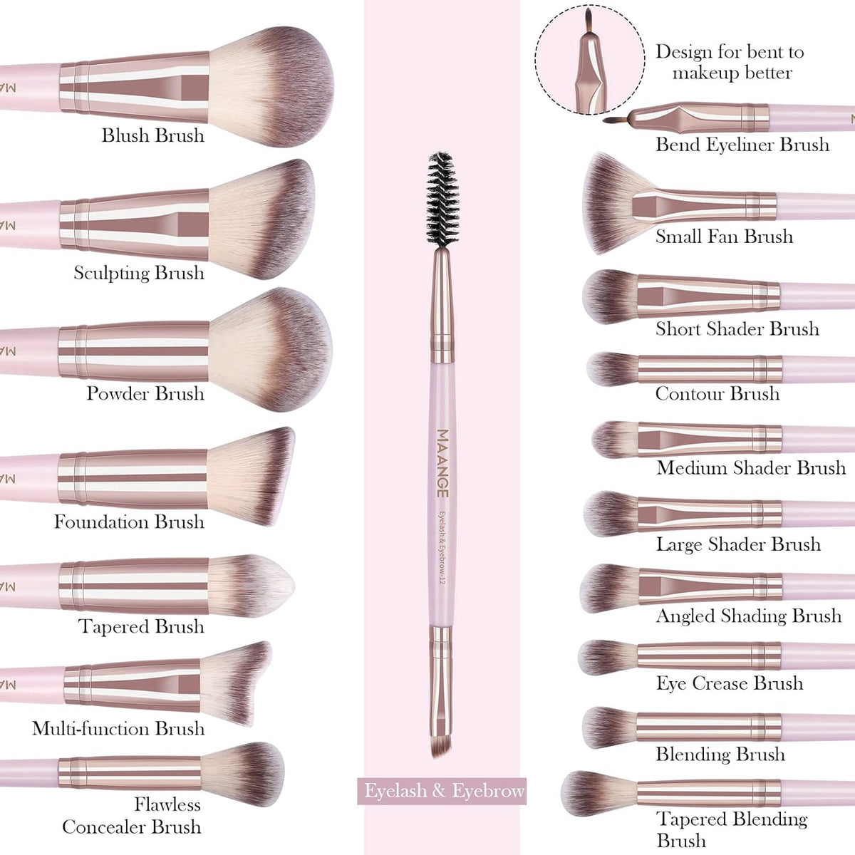 Blushenne 18-Piece Professional Makeup Brush Set with Travel Case