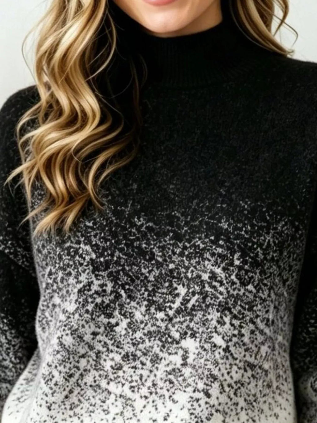 Aurora Ombré Turtleneck Sweater – women's gradient turtleneck long sleeve sweater, view 2