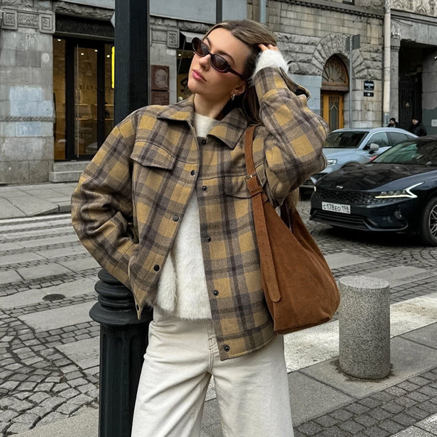 Camden Checkered Wool-Blend Coat