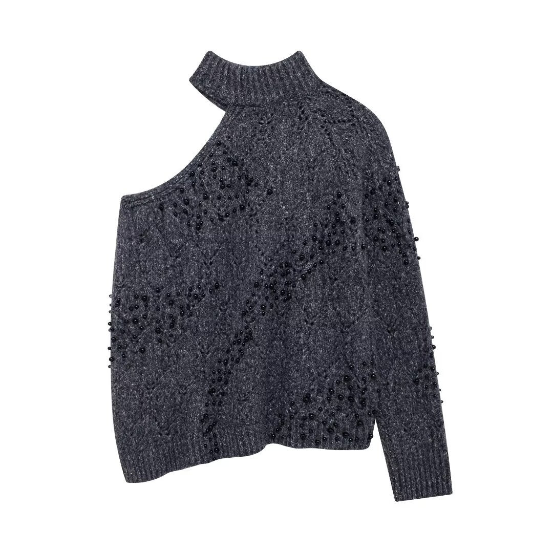 Celeste Embellished Asymmetric Sweater