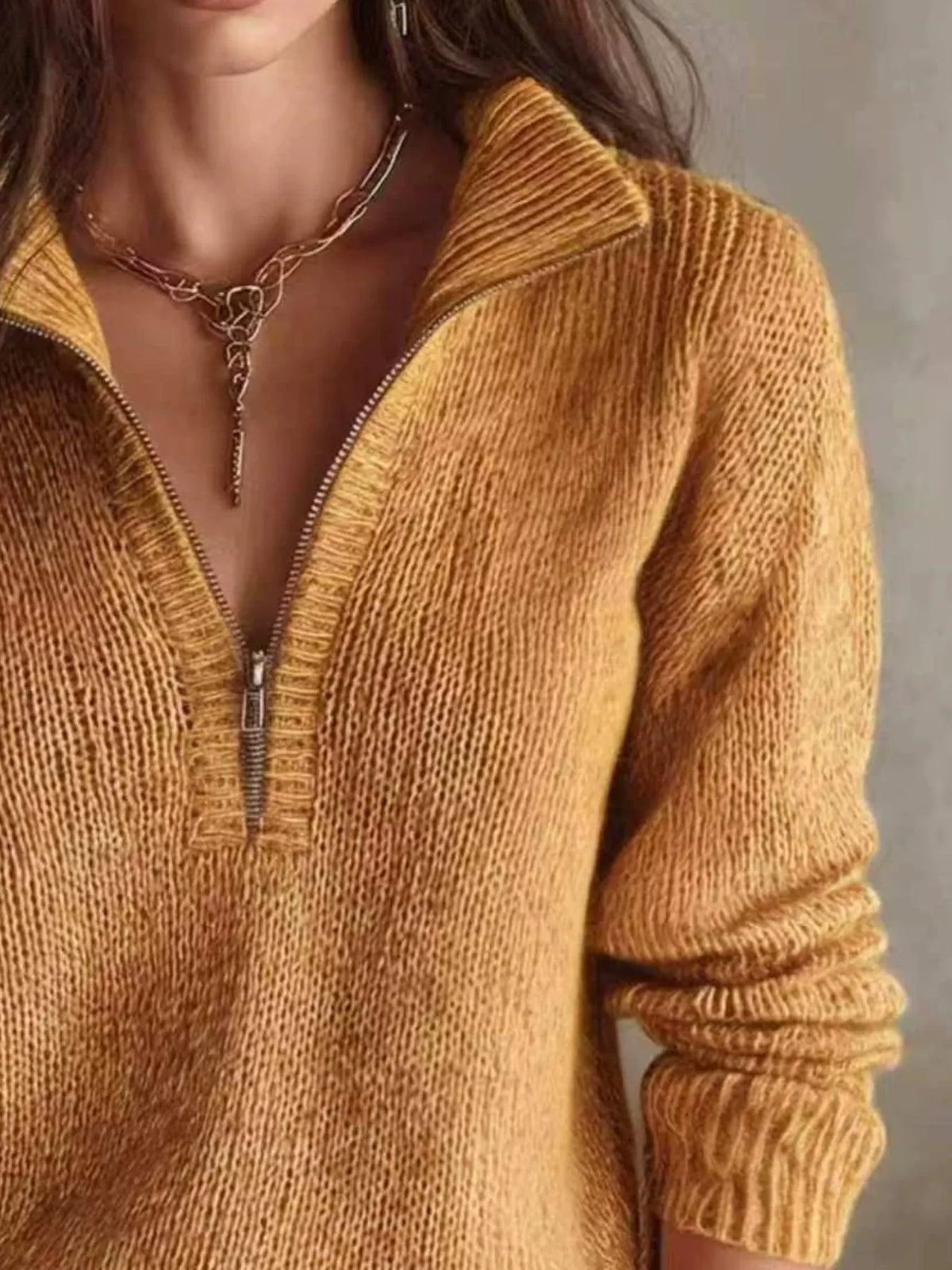 Willow Half-Zip Drop Shoulder Sweater – women's relaxed half-zip pullover sweater, view 4