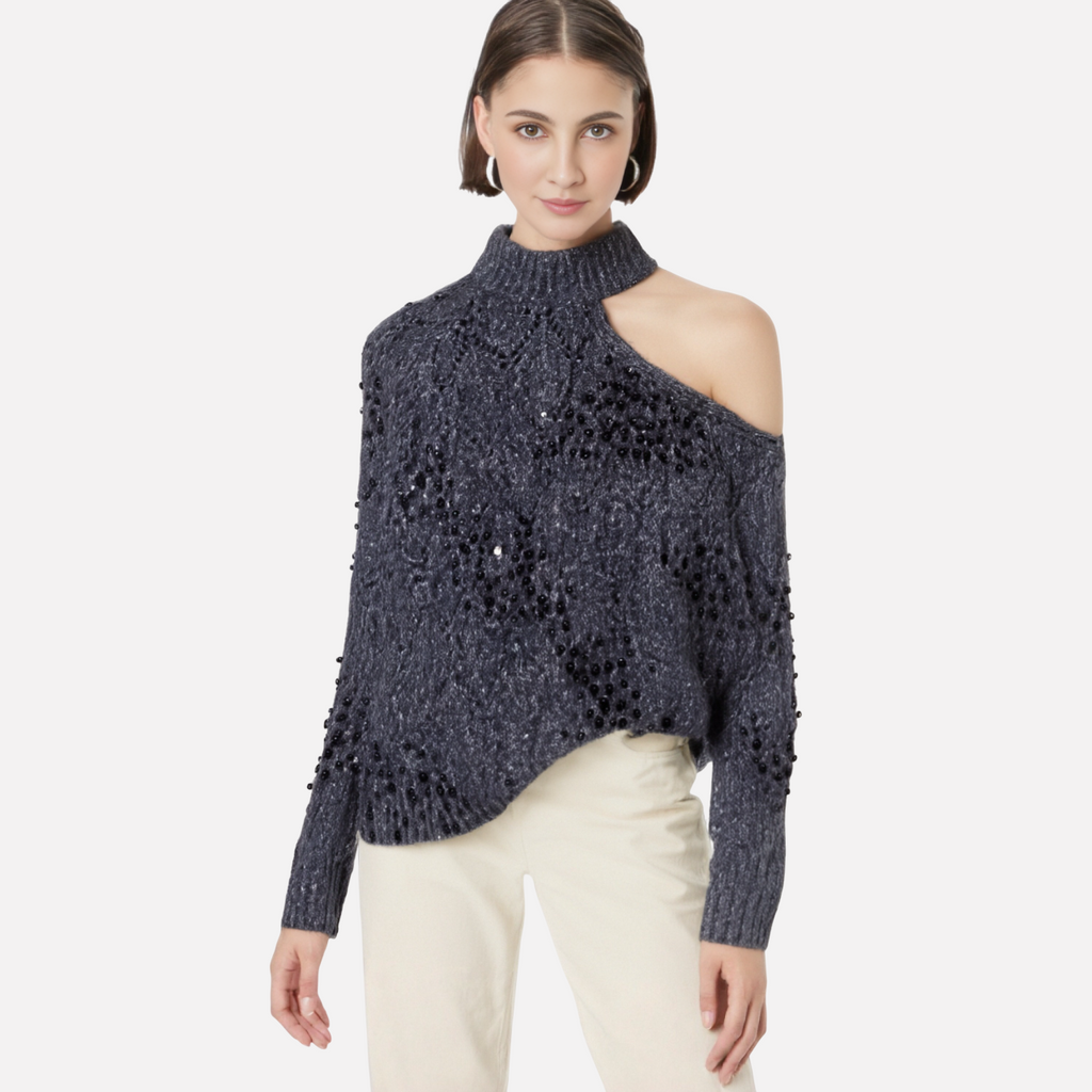 Celeste Embellished Asymmetric Sweater