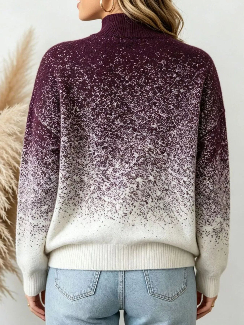 Aurora Ombré Turtleneck Sweater – women's gradient turtleneck long sleeve sweater, view 5