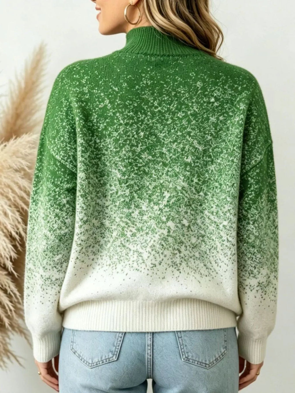 Aurora Ombré Turtleneck Sweater – women's gradient turtleneck long sleeve sweater, view 7