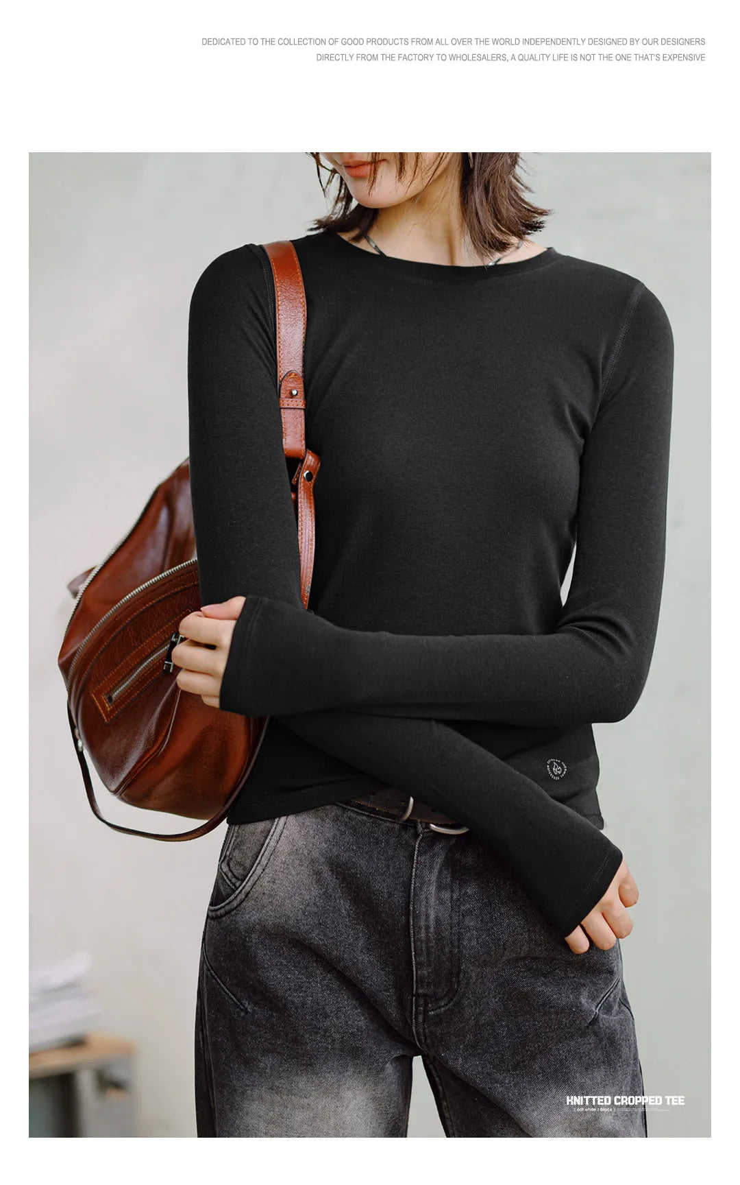 Ribbed Crew-Neck Thermal Long-Sleeve Top