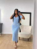 Arielle Button-Front Ribbed Midi Dress