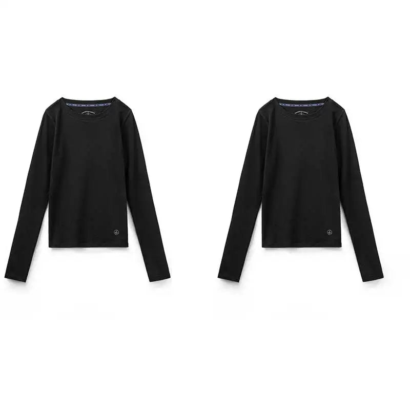 Ribbed Crew-Neck Thermal Long-Sleeve Top