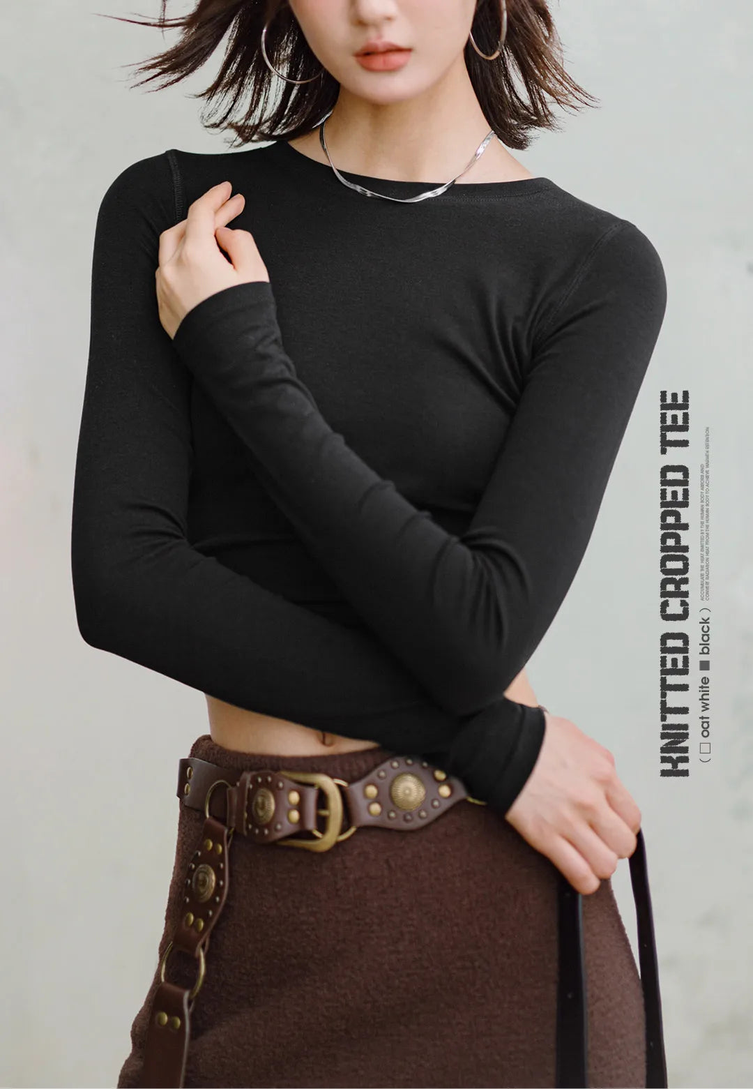 Ribbed Crew-Neck Thermal Long-Sleeve Top