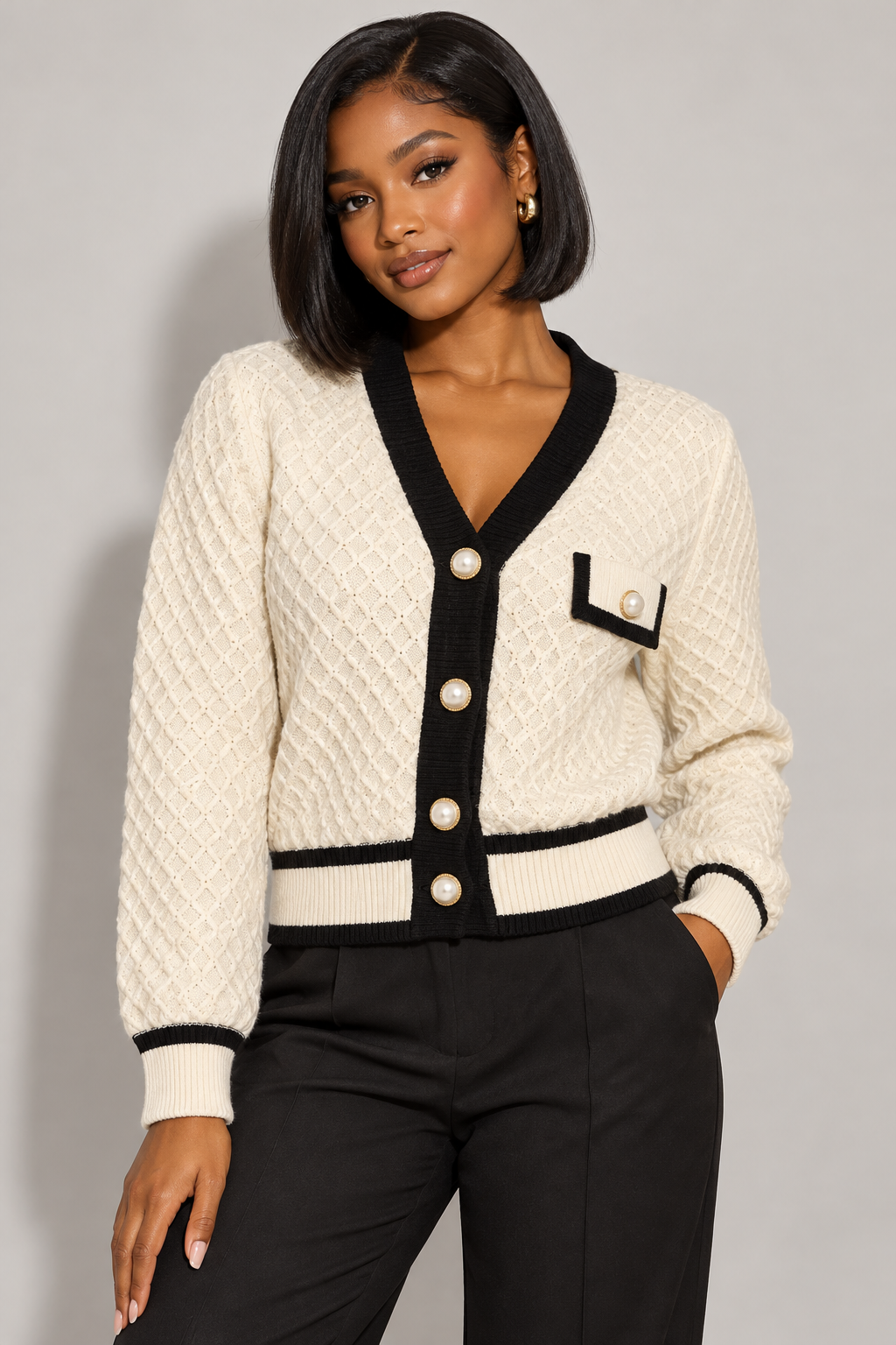 Soft Knit Button-Front Cardigan