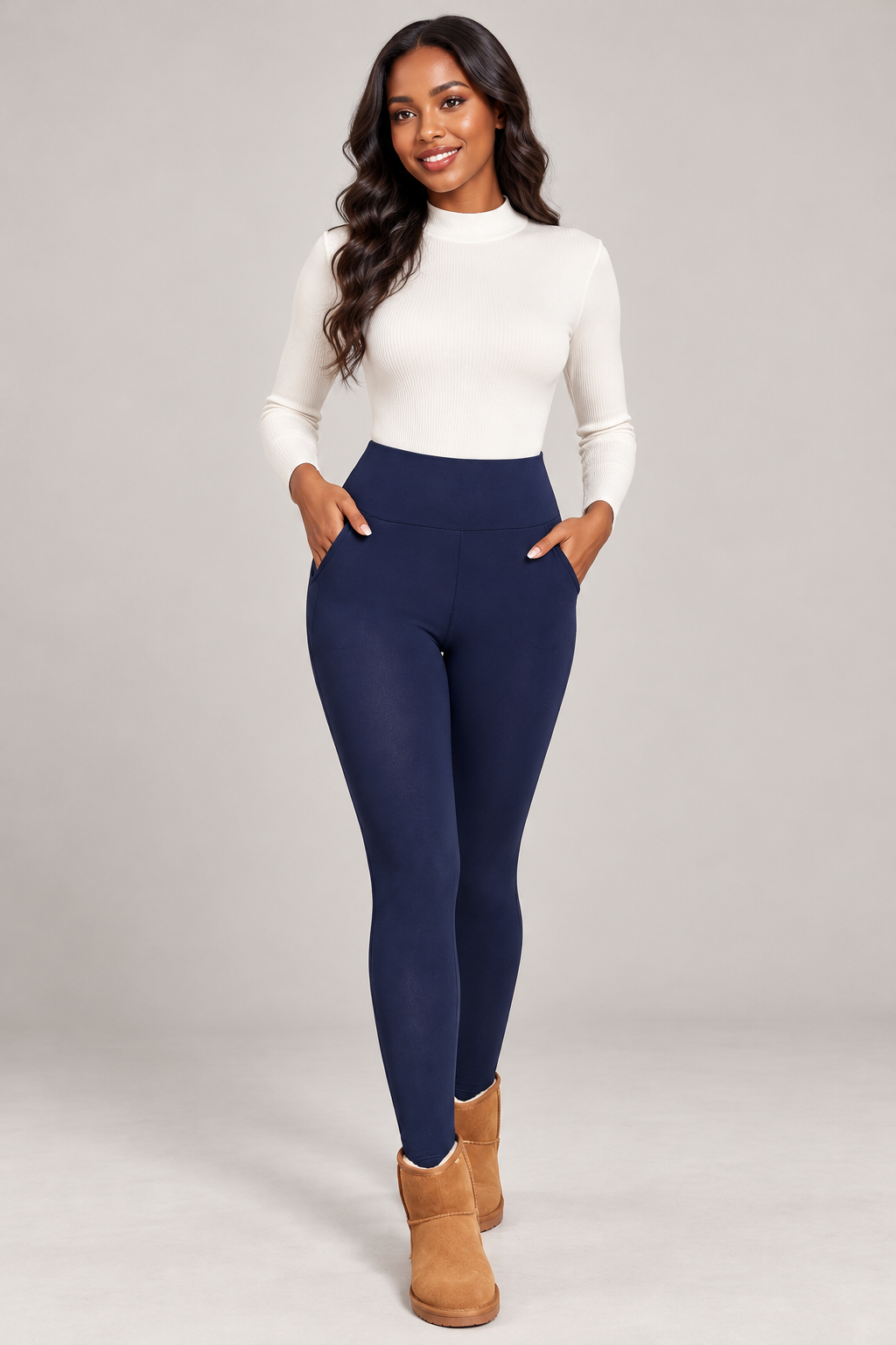 High-Waist Velvet-Lined Winter Leggings