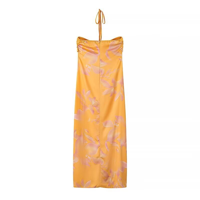 Floral Halter Tie-Back Maxi Dress