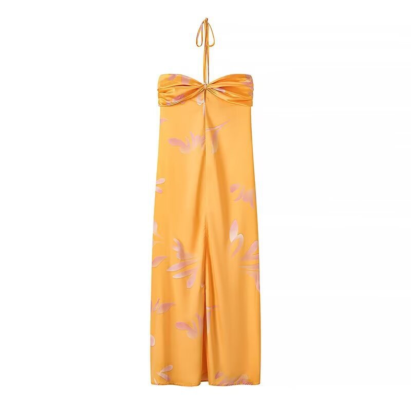Floral Halter Tie-Back Maxi Dress