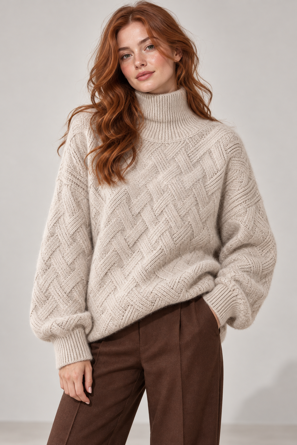 Oversized Wool-Blend Turtleneck Sweater
