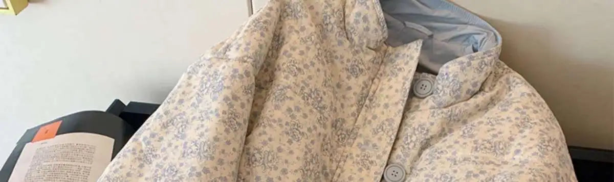 Printed Stand-Collar Zip Cotton Jacket