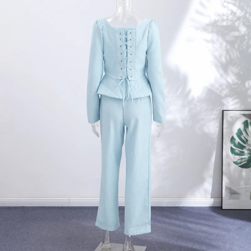 Wool-Blend Knit Top & Pants Set