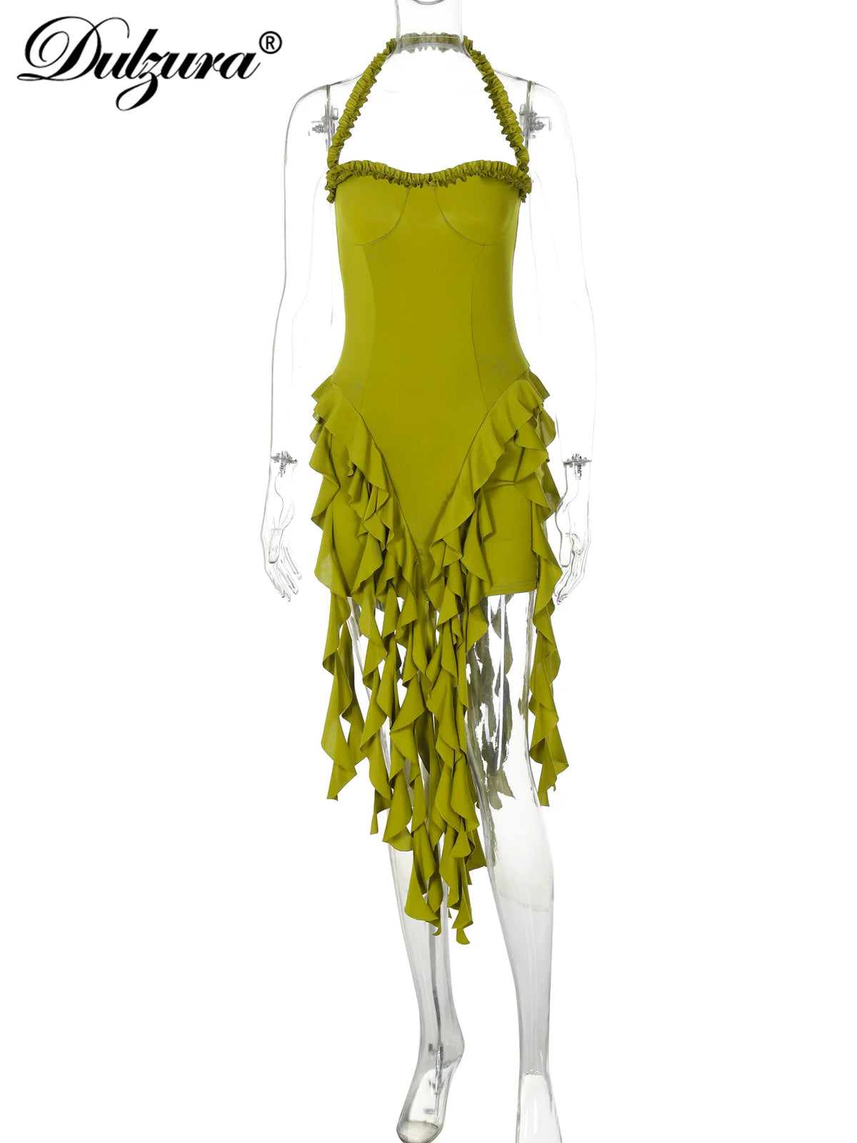 Sleeveless Halter Ruffle Mini Dress