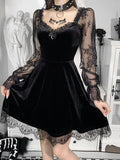 Raven Velvet & Lace A-Line Mini Dress