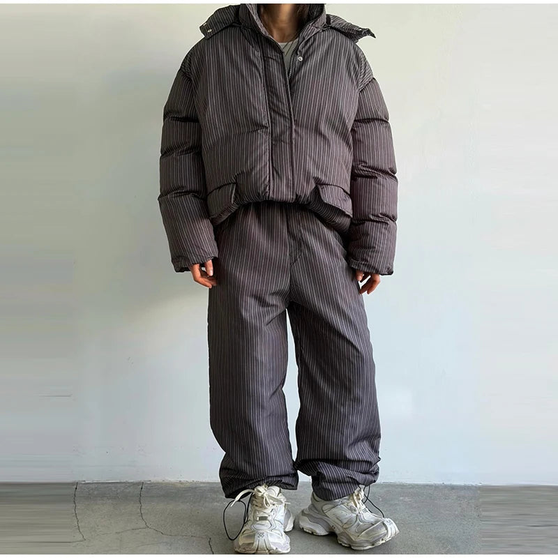 Striped Cotton Coat & Trousers Set