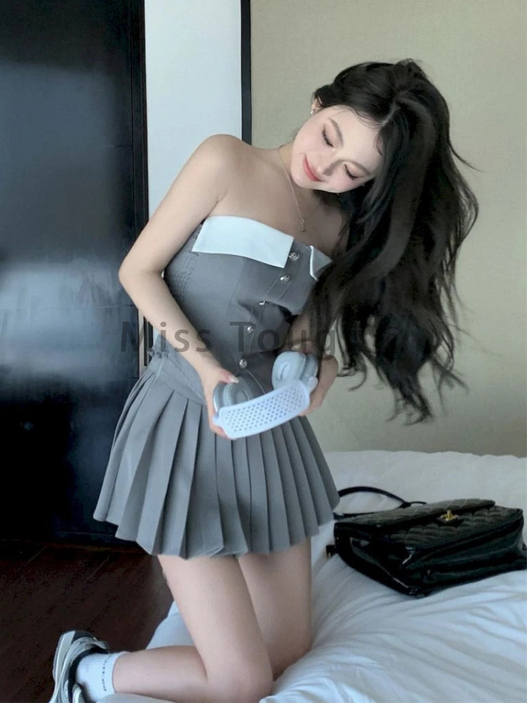 Ivy Three-Piece Pleated Skirt Set
