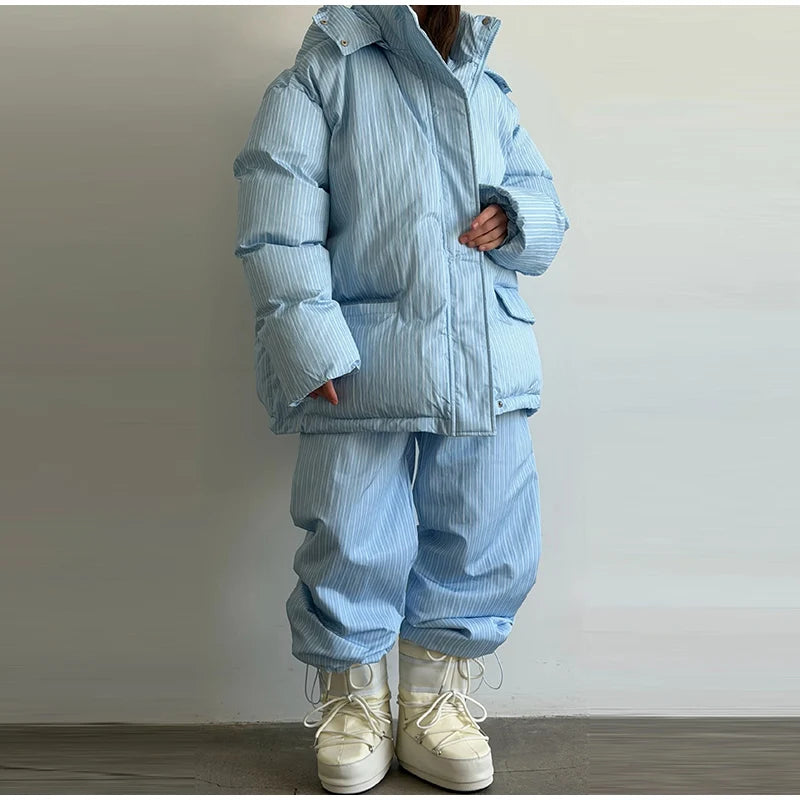 Striped Cotton Coat & Trousers Set