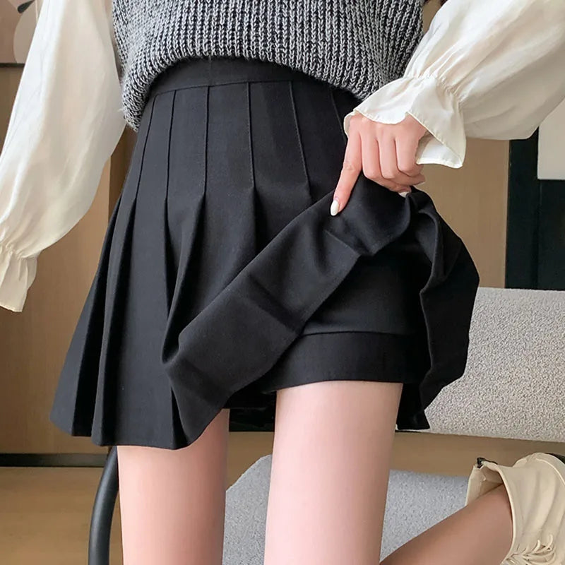 Wool-Blend Pleated Midi Skirt