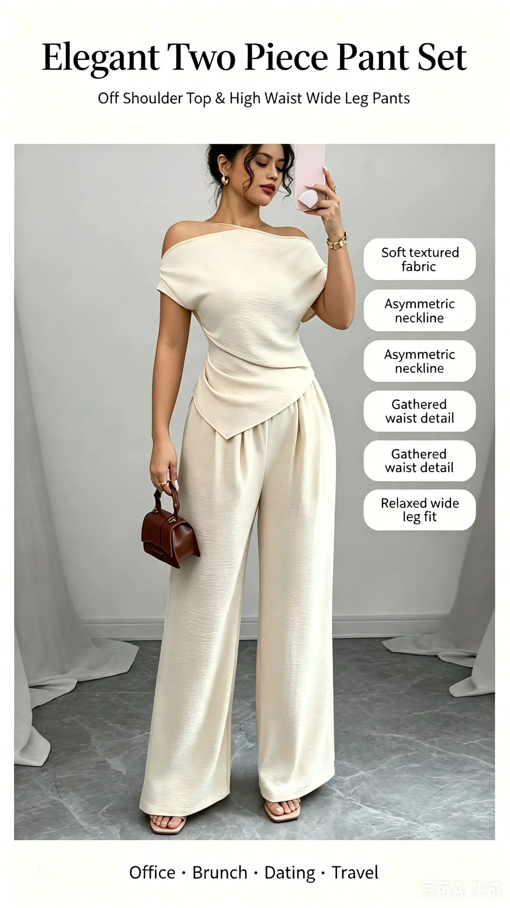 Asymmetric Top & Wide-Leg Pants Set