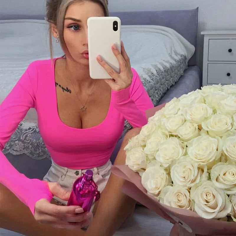 Neon Long-Sleeve Bodycon Bodysuit