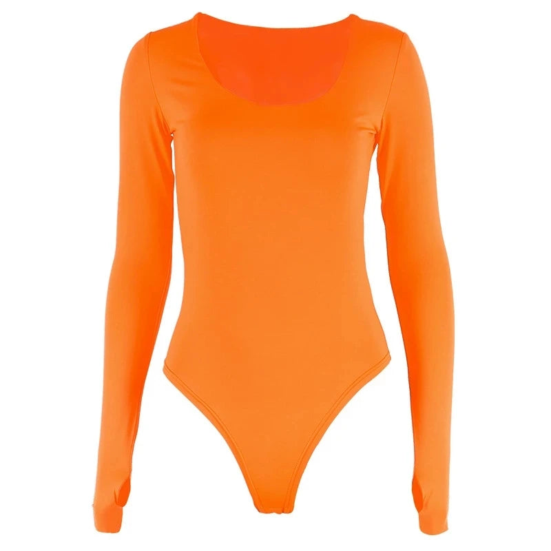 Neon Long-Sleeve Bodycon Bodysuit
