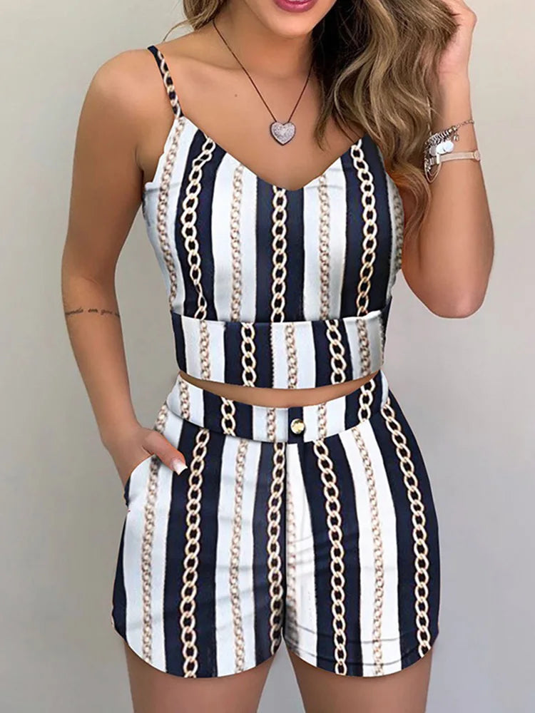 Marisol Tropical Floral Vest & Shorts Set