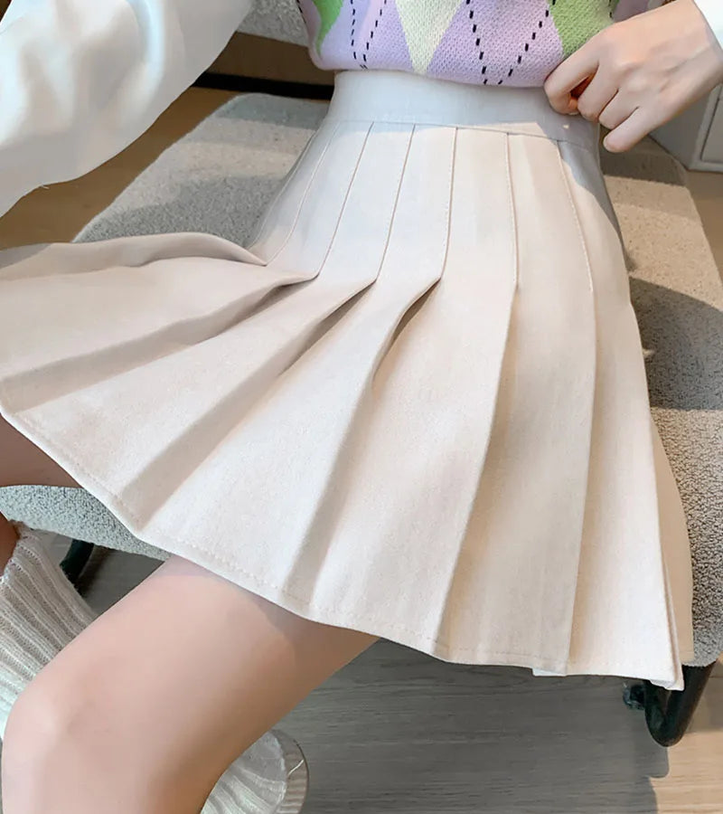 Wool-Blend Pleated Midi Skirt