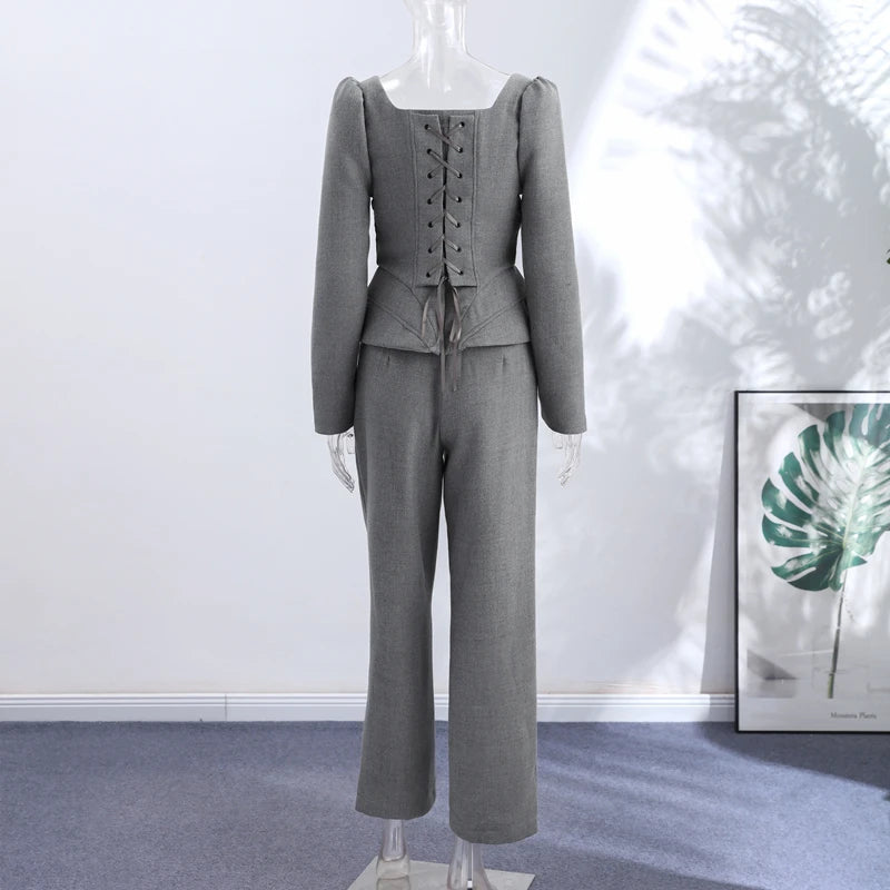 Wool-Blend Knit Top & Pants Set