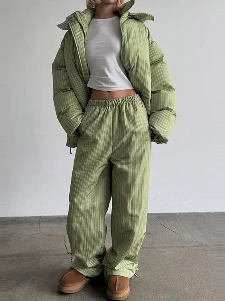 Striped Cotton Coat & Trousers Set