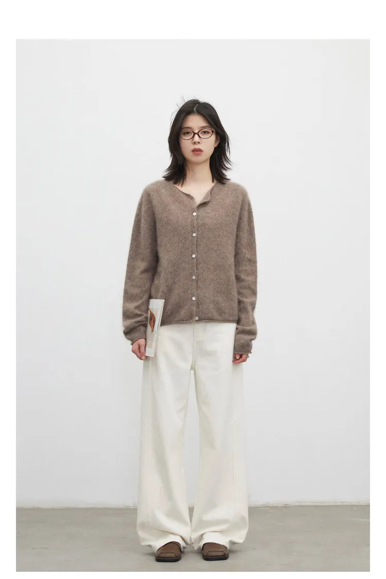 Relaxed Button-Front Knit Cardigan