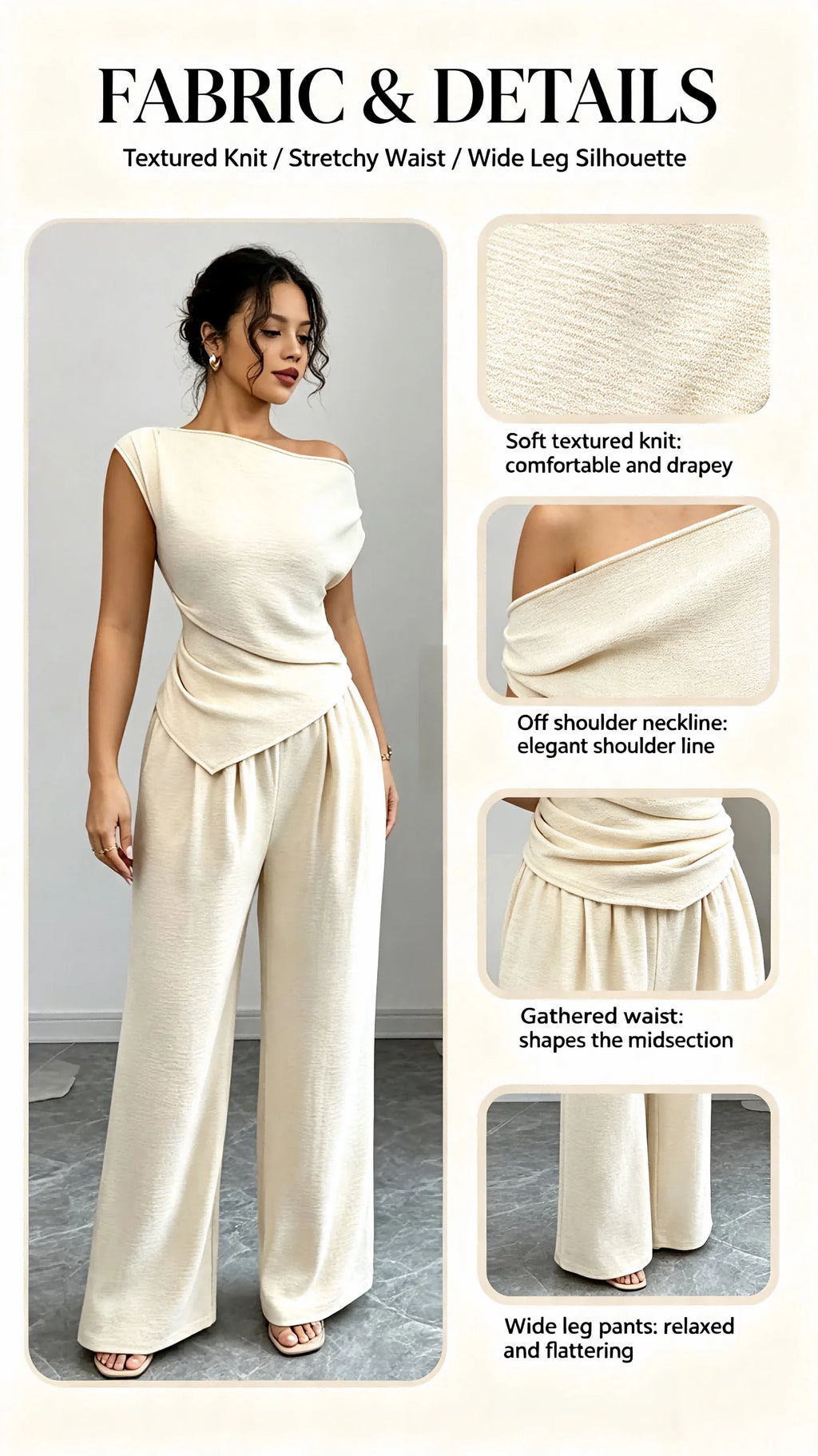 Asymmetric Top & Wide-Leg Pants Set