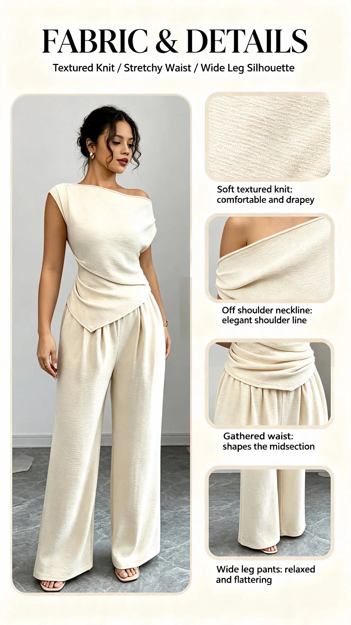 Asymmetric Top & Wide-Leg Pants Set