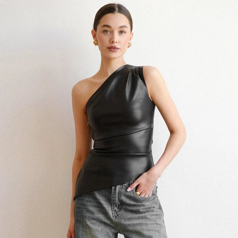 One-Shoulder Sleeveless Jacket