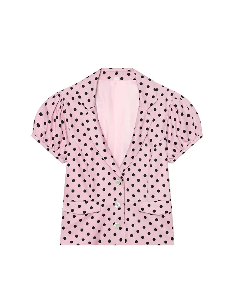 Rosie Polka-Dot Short-Sleeve Blazer