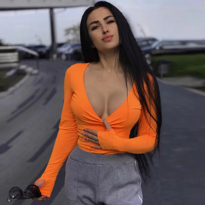 Neon Long-Sleeve Bodycon Bodysuit