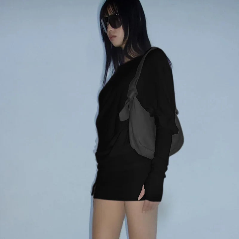 Mila Off-Shoulder Long-Sleeve Mini Dress