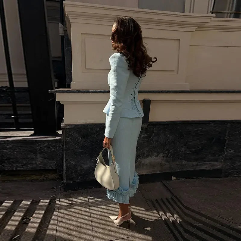 Wool-Blend Knit Top & Pants Set