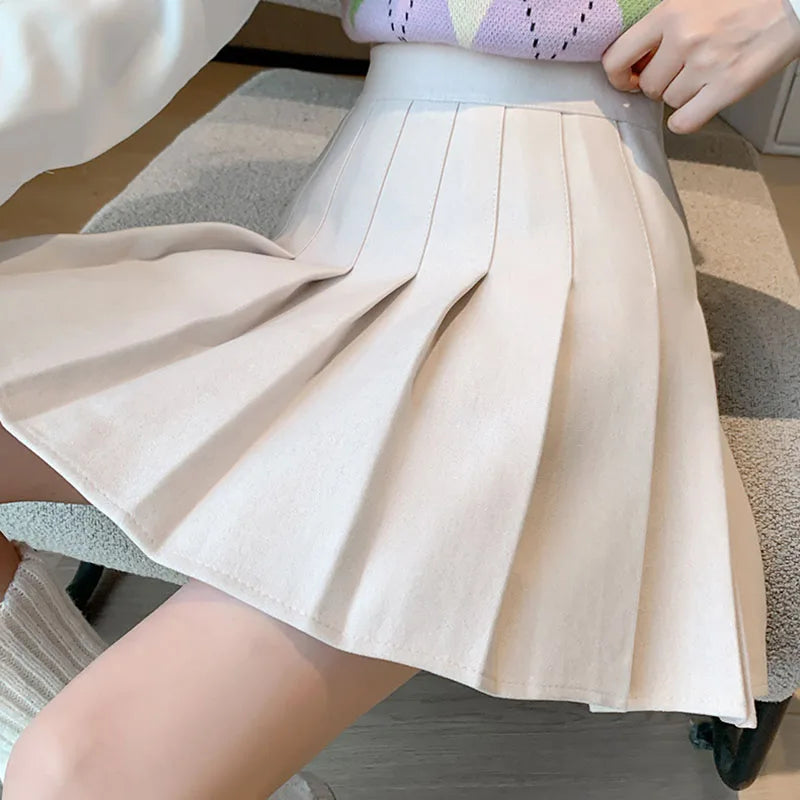 Wool-Blend Pleated Midi Skirt