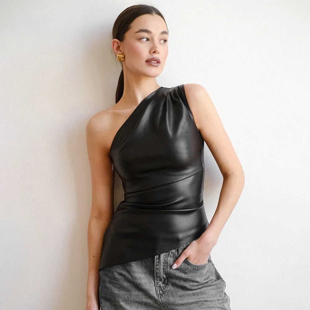 One-Shoulder Sleeveless Jacket