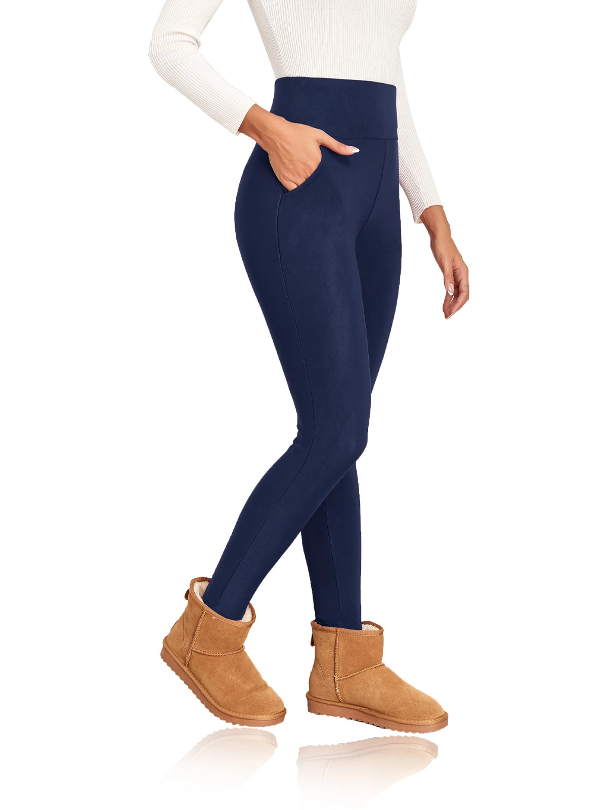 High-Waist Velvet-Lined Winter Leggings
