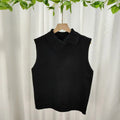 Solid Lapel Knit Vest