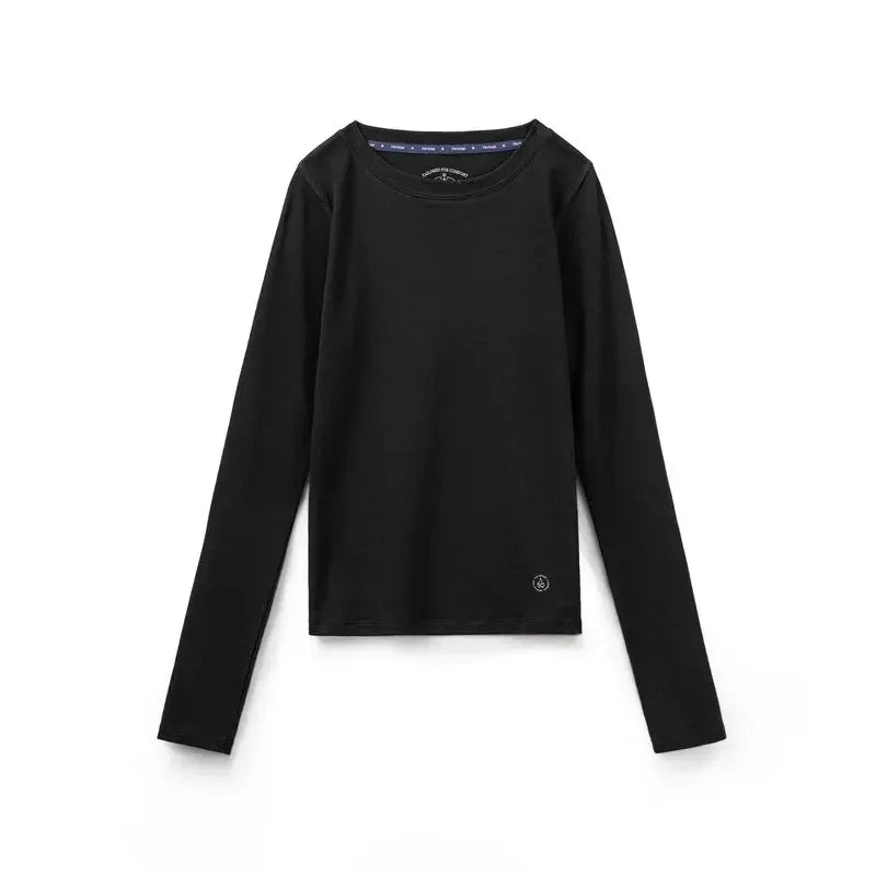 Ribbed Crew-Neck Thermal Long-Sleeve Top