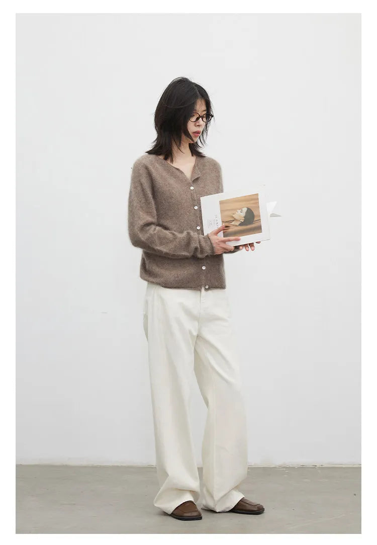 Relaxed Button-Front Knit Cardigan